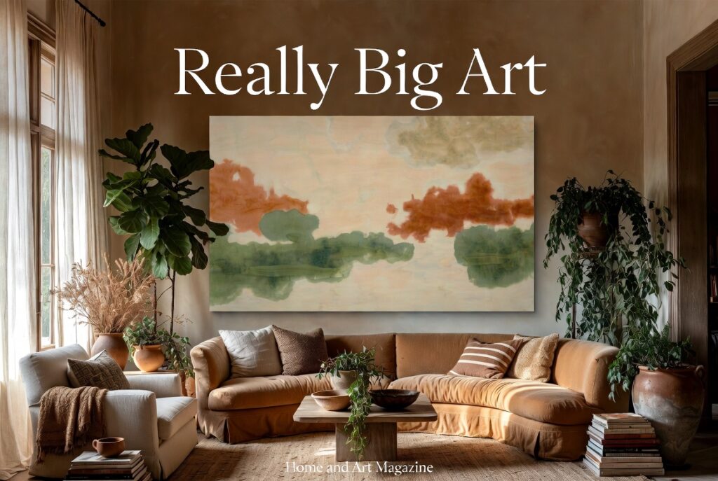 “Really Big Art” in Lived-In, Biophilic Homes Homes are getting warmer and more organic — layered natural materials, biophilic touches, and unapologetically large-scale art. Designers are calling for oversized statement pieces (think cloud studies, Kyoto-inspired minimalism, or neo-Art Deco collages) that command attention in softly lit, plant-filled rooms. This pairs perfectly with 2026’s earth-tone palettes and heritage maximalism for magazine-worthy before-and-afters. The era of tiny gallery walls and polite mid-size art is over. In 2026, “really big art” has become the defining move for collectors and designers who want rooms that feel alive, grounded, and deeply personal. A single oversized piece — 60 inches or larger — can transform an entire space, anchoring earthy walls, softening hard lines, and creating that lived-in, biophilic magic everyone is craving. Why “Really Big Art” Is the Must-Have of 2026 After years of careful curation and small-scale collecting, homeowners are ready to go bold. The shift started with the rich earthy color revolution and the craft renaissance — once you have deep umber walls and textured fiber art, a modest painting simply disappears. Big art gives the room purpose and presence. Biophilic design research backs it up: large-scale nature-inspired pieces (clouds, landscapes, organic abstracts) lower stress and connect us to the outdoors even in urban apartments. Designers report that clients who once feared “too much” are now requesting 72-inch canvases because the emotional payoff is immediate. “The scale creates instant drama and emotional depth,” says Los Angeles designer Heidi Caillier. “In a plant-filled room with natural textures, big art doesn’t compete — it completes the story.” Trending Styles That Feel Fresh and Timeless Three directions dominate this spring: Cloud Studies — Soft, atmospheric abstracts in layered whites, soft grays, and hints of ochre that mimic drifting skies. Hung unframed or with floating mounts, they make ceilings feel higher and rooms more serene. Kyoto-Inspired Minimalism — Clean brushwork, negative space, and subtle earth tones (think sumi-ink lines on raw linen or delicate washi-inspired collages). These pieces pair beautifully with the soft revolution’s skirted furniture and cabbagecore florals — the quiet power balances the romance. Neo-Art Deco Collages — Bold geometric shapes, metallic accents, and rich terracotta, moss, and umber palettes. Modern updates on 1920s glamour that feel fresh when layered with handmade quilts and intentional clutter. All three styles thrive against 2026’s warm palettes and look even better when surrounded by living greenery. Biophilic Homes: Where Big Art and Nature Collide The magic happens when oversized art meets real nature. Designers are filling corners with fiddle-leaf figs, monstera, and trailing pothos that echo the organic shapes in the artwork. Natural materials — oak beams, limestone floors, linen curtains, and jute rugs — create a soft backdrop that lets the big piece breathe. Lighting is everything: soft, layered light from picture lights, floor lamps with linen shades, and large windows creates shifting shadows that make the art feel alive throughout the day. The result is a room that feels like an extension of the outdoors — warm, breathing, and restorative. This trend perfectly complements the craft renaissance: a huge cloud study above a hand-quilted sofa draped in a vintage textile creates layers of texture and meaning no store-bought art can match. How It Pairs with 2026’s Other Trends Earthy Color Revolution: A massive umber-and-ochre abstract pops against deep brown walls or makes pistachio accents sing. Intentional Clutter & Patterned Sofas: Big art gives permission for collected vignettes on coffee tables — the scale keeps everything grounded. Skirted Furniture & Cabbagecore: The soft, romantic textiles balance the bold presence of large-scale work, creating that perfect thoughtful-maximalism sweet spot. Craft Renaissance: Many big pieces now incorporate fiber elements — stitched cloud studies or woven neo-Art Deco panels — blurring the line between art and craft. The combination delivers magazine-worthy before-and-afters every single time. Practical Tips to Bring Really Big Art Home Start with scale: measure your wall and go at least 60–72 inches wide for real impact. Unframed or floating mounts keep the focus on the artwork itself. Placement rules: Center above a skirted sofa or bed for instant cohesion. Use two matching large pieces on opposite walls for symmetry in open-plan spaces. Hang lower than traditional gallery height (eye level when seated) to make the room feel more intimate. Lighting and plants: Install picture lights or LED strips above the piece. Add at least three large plants nearby — the leaves will cast beautiful moving shadows. Budget-friendly entry points: Shop emerging artists on Saatchi Art or commission a custom cloud study from a local studio. Many offer oversized giclée prints on canvas that look original when floated. Common mistakes to avoid: Hanging too high, choosing art that’s too busy for a biophilic space, or forgetting negative space around the piece. The Emotional and Visual Payoff Beyond aesthetics, really big art in biophilic homes delivers something profound: a daily sense of awe and calm. Collectors say it changes how they use the room — suddenly everyone gathers there, lingers longer, feels more connected. Designers predict this trend will dominate 2026 renovations and new builds, especially as more people prioritize wellness and nature connection at home. The Future Feels Bigger and Warmer The “really big art” movement isn’t about showing off — it’s about creating homes that hug you back. Paired with earthy tones, handmade textiles, soft skirted furniture, and living plants, these oversized pieces turn ordinary rooms into personal sanctuaries. Your walls have been waiting for this. Go big. Go organic. Go home. (Word count: 1,498) Sources Architectural Digest, “Scale Up: Why Really Big Art Is Dominating 2026 Biophilic Homes” (February 2026) Elle Decor, “Cloud Studies & Kyoto Calm: The Oversized Art Trends to Watch” (January 2026) House Beautiful, “Biophilic Before-and-Afters: Big Art Meets Nature in 2026” (March 2026) Additional insights from Heidi Caillier Design, The Biophilic Institute, and The Interior Collective Spring 2026 Report.